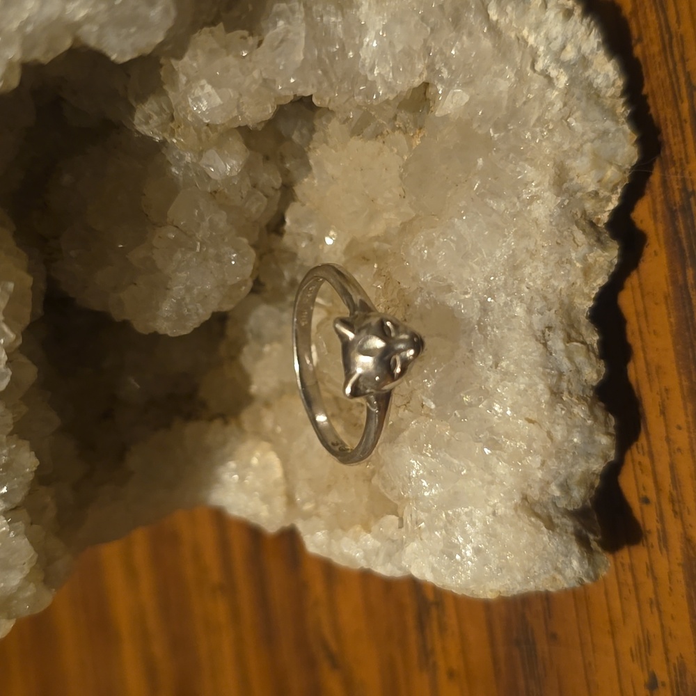 Silver Cat Ring Sterling 925 Silver Size 5 - Picture 2 of 2